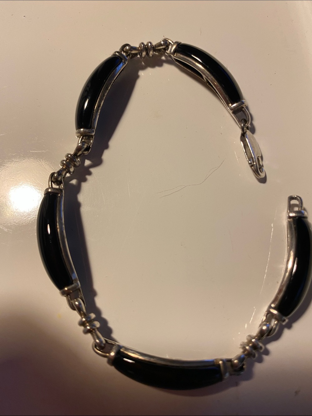 Sterling Silver and Black Onyx Bead Strand Bracelet